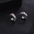 Elegant Irregular C Shape Alloy Stud Hoops With Pink Rhinestone Accents For Women Light Luxury Earrings view 1