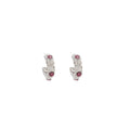 Elegant Irregular C Shape Alloy Stud Hoops With Pink Rhinestone Accents For Women Light Luxury Earrings view 5