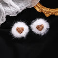 Autumn Winter Korean Plush Fur Ball Pom Pom Quilted Heart Alloy Cute Versatile Stud Earrings view 4