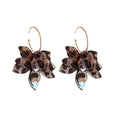 Silver Needle Leopard Print Resin Flower C Shape Stud Earrings Chic Vintage Statement Earrings view 5