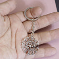 Metal Hollow Floral Disc Keychain Bag Charm Gift view 4