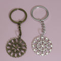 Metal Hollow Floral Disc Keychain Bag Charm Gift view 3