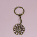 Metal Hollow Floral Disc Keychain Bag Charm Gift view 6