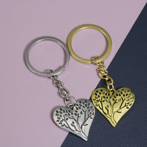 Zinc Alloy Tree Of Life Heart Keychain Bag Charm Gift