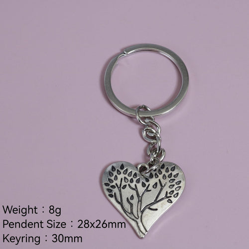 Zinc Alloy Tree Of Life Heart Keychain Bag Charm Gift