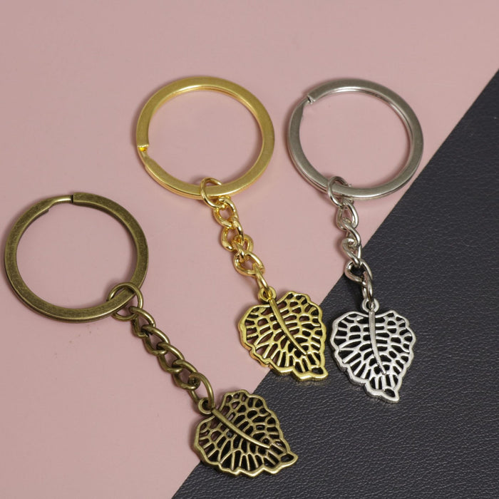 Metal Hollow Leaf Keychain Bag Charm Gift