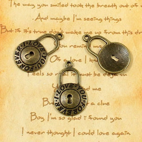 Love Lock Alloy Charm Pendant 21x13mm