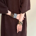 Vintage Leopard Print Flocked Alloy Open Bangle, European American Suede Style Fashion Jewelry view 3