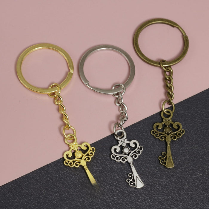 Zinc Alloy Unlocking Key Shape Keychain Car Key Ring