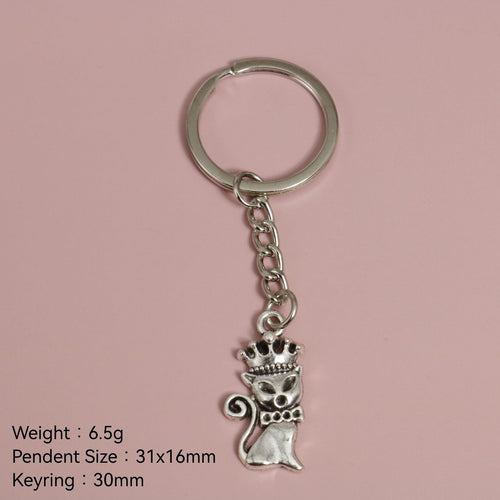 Metal Crown Cat Keychain Bag Charm Gift