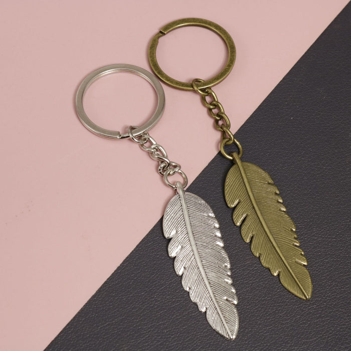 Zinc Alloy Minimalist Feather Keychain Bag Charm Gift (6215)