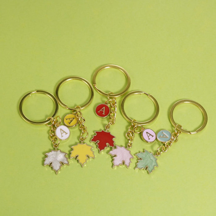 Zinc Alloy Maple Leaf Letter Keychain Bag Charm