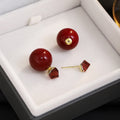 Elegant Red Round Bead And Square Crystal Alloy Stud Front Back Two Way Luxury Fashion Earrings view 3