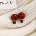 Elegant Red Round Bead And Square Crystal Alloy Stud Front Back Two Way Luxury Fashion Earrings view 2