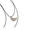 Korean Minimalist Zinc Alloy Croissant Pendant Black Leather Cord Long Sweater Necklace For Women view 5