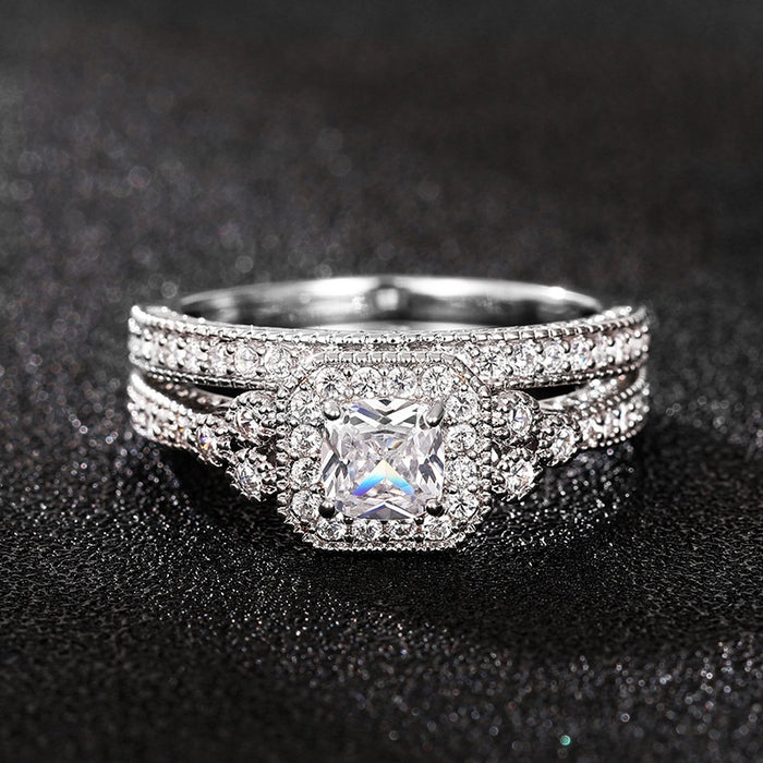 New Inlaid Zircon Couple Rings For Women, Light Luxury Wedding Banquet Fashion Jewelry