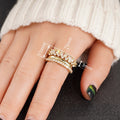 Light Luxury Zircon Geometric Ring Set, 3 Piece Wedding Banquet Dress Jewelry For Women view 4