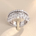 Light Luxury Zircon Geometric Ring Set, 3 Piece Wedding Banquet Dress Jewelry For Women view 6