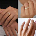 Light Luxury Zircon Geometric Ring Set, 3 Piece Wedding Banquet Dress Jewelry For Women view 2