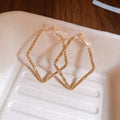 Chic Copper Irregular Diamond Hoop Earrings With Silver Posts Minimalist Statement Jewelry view 2