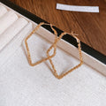 Chic Copper Irregular Diamond Hoop Earrings With Silver Posts Minimalist Statement Jewelry view 4