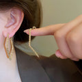 Chic Copper Irregular Diamond Hoop Earrings With Silver Posts Minimalist Statement Jewelry view 1