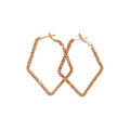 Chic Copper Irregular Diamond Hoop Earrings With Silver Posts Minimalist Statement Jewelry view 5