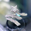 Double Wrap Sun Moon Star Open Ring And Shooting Star Earrings Jewelry Set For Women view 1