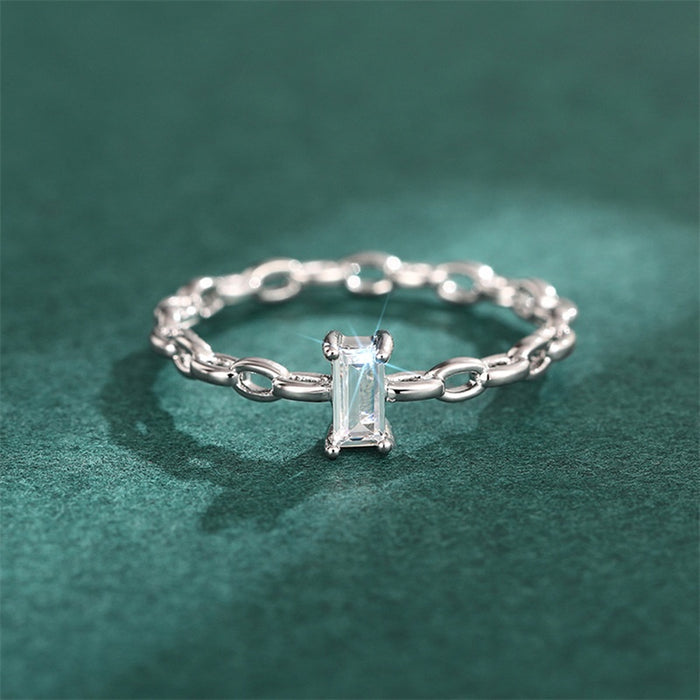 Minimalist Link Buckle Geometric Ring, Simple Fashion Single Band For Daily Women's Accessories
