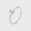 Minimalist Link Buckle Geometric Ring, Simple Fashion Single Band For Daily Women's Accessories view 5