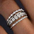 Women's Geometric Ring Four Piece Set, Sparkling Fashion Engagement Wedding Jewelry view 2