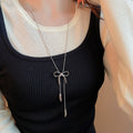 Korean Style Alloy Bow Ballet Shoe Pendant Sweater Necklace For Women Minimalist Fashion Jewelry view 4