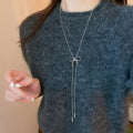 Korean Style Alloy Bow Ballet Shoe Pendant Sweater Necklace For Women Minimalist Fashion Jewelry view 3