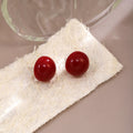 Vintage Glossy Red Acrylic Star Square Round Studs For Women Autumn Winter Hong Kong Style Earrings view 2
