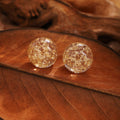 Vintage Maillard Gold Foil Resin Round Bead Studs For Women Autumn Winter Sparkling Fashion Earrings view 3