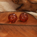 Vintage Maillard Gold Foil Resin Round Bead Studs For Women Autumn Winter Sparkling Fashion Earrings view 2