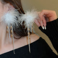 925 Silver Needle Faux Pearl Feather Drop Earrings Chic Floral Teardrop Geometric Light Luxury Jewelry view 3