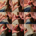 Red Heart Alloy Stud Earrings With Silver Pin Two-Way Light Luxury Fashion Jewelry view 1