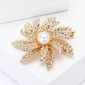 Metal Alloy Pearl Wheat Snowflake Brooch Pin For Sweaters And Coats view 3