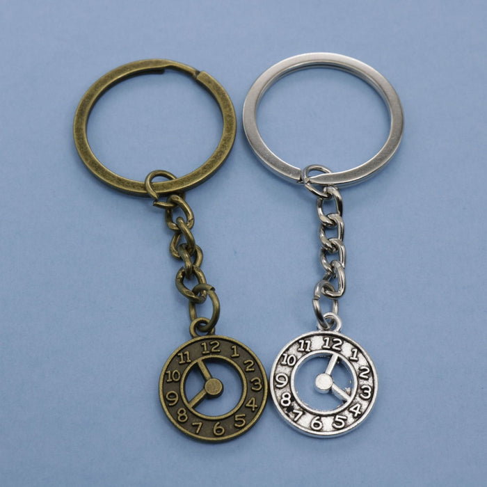 Zinc Alloy Simple Clock Keychain Key Ring Gift