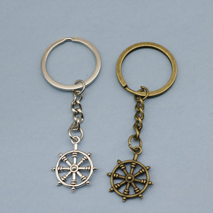 Zinc Alloy Ship Wheel Paddle Keychain Nautical Bag Charm Gift