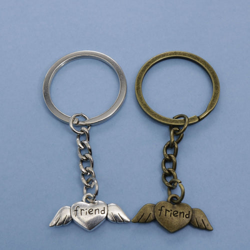 Zinc Alloy Friends Heart Wings Keychain Gift Key Ring