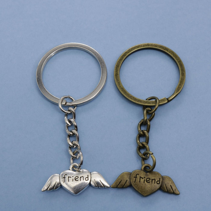 Zinc Alloy Friends Heart Wings Keychain Gift Key Ring