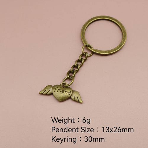 Zinc Alloy Friends Heart Wings Keychain Gift Key Ring