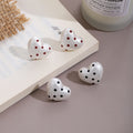 French Polka Dot Heart Pearl Studs Elegant Light Luxury Winter Women's Fashion Earrings view 1