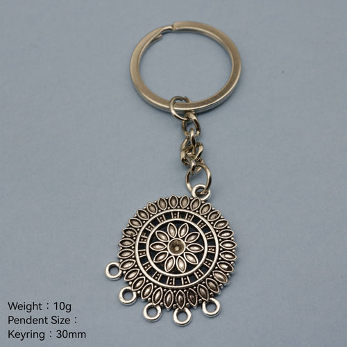 Metal Flower Geometric Keychain Bag Charm Gift for Women