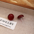 Vintage Hong Kong Style Red Starry Resin Half Round Dome Studs With Silver Needle Elegant Women's Earrings view 3