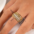 Stackable Geometric Zircon Wheat Ring Set For Women, 5 Piece Light Luxury Wedding Jewelry view 4