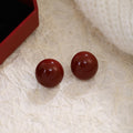 Light Luxury Vintage Glossy Red Enamel Acrylic Irregular Candy Bean Silver Pin Stud Earrings view 3