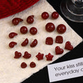 Light Luxury Vintage Glossy Red Enamel Acrylic Irregular Candy Bean Silver Pin Stud Earrings view 1